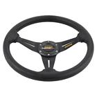 615284843665 Unbranded Black Racing Steering Wheel With Horn Button