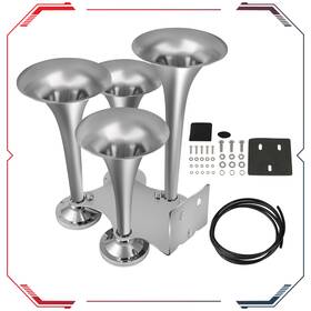 Ac167297pt01 A-carp Loud 180db Chrome Plated 4 Horns Quad Trumpet Train Semi Truck Boat Air Horn Kit
