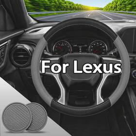 20260601-1 Acenewpart Leather Steering Wheel Cover With Car Coasters For Lexus Rx350 Rx350h Rx450h