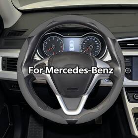 Acenewpart 890198730236 Gray 15 Inch 37-38cm Steering Wheel Cover Nappa Leather For Mercedes-benz Nice