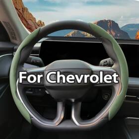 E-2fxpt-3jnpp-green-111 Acenewpart 15 Inch 2pcs Segmented Steering Wheel Cover Leather For Chevy Silverado 1500 2500 Hd