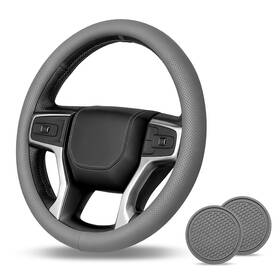 Fxpt-yx-gray-38-1135-7cm-127 Acenewpart New Black Car Steering Wheel Cover With Coasters Nappa Leather Anti-slip Fxpt-yx-gray-38-1135-7cm-127 Acenewpart New Black Car Steering Wheel Cover With Coasters Nappa Leather Anti-slip