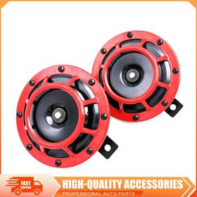 Ss2108 Aftermarket Products 2pcs 12v 115db Red Train Horn Super Loud Electric Snail Air For Motorcycle