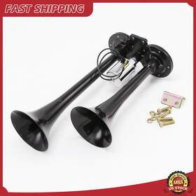 Xb2-12v Aftermarket Products 1pc 12v/24v 300db Black Train Air Horn 2 Trumpets For Truck/car Loud Sound