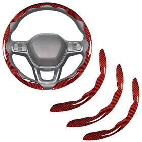 Amu-fgsca-c3re Aimato Carbon Fiber Steering Wheel Covers 3 Piece Standard Size 14 Inch 1/2-15 Red