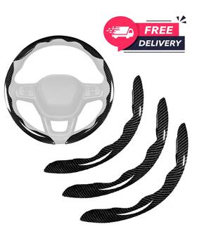 Riv-0020 Aiusln 3 Pcs Carbon Fiber Car Steering Wheel Cover Anti-skid And Sleek Black