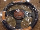 Ali54-6606 Allison Black With Light Wood Grip Steering Wheel Cover