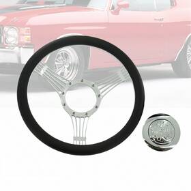 Ar37774 Amoracing 14 Inch 9 Holes Banjo Steering Wheel Fits Gm With Half Wrap And Flamed Horn Button