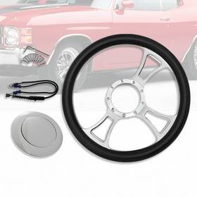 Ar37875 Amoracing Universal 14 Inch Trinity Steering Wheel Half Wrap Leather With Smooth Horn Button