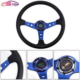 Rs-stw020-blue-use Annx 350mm 14 Inch 95mm Deep Dish 6 Bolt Racing Steering Wheel With Horn Button Us
