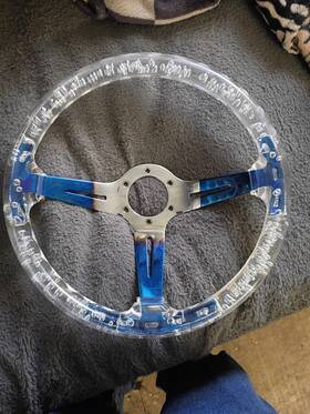 Rs-stw029-blue-use Annx Car Acrylic Steering Wheel Bluing Spokes 350mm 14inch Racing Blue Us