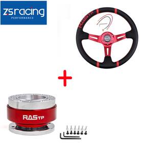 Qr030-red-use Annx Stw026-red 14 Inch Deep Dish Drifting Sport Off Road Steering Wheel And Horn With Quick Release Kit