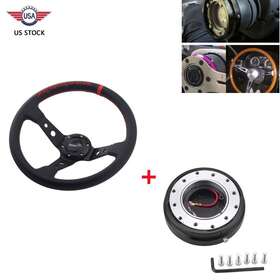 Qr003-bk Annx Stw027 14 Inch Racing Car Aluminum Steering Wheel 6 Hole Quick Release Hub Adapter