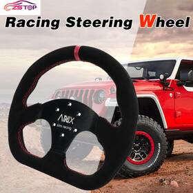 Stw043-red Annx Black 325mm/13 Inch Aluminum Suede Red Stitch Flat Bottom D-shape Steering Wheel