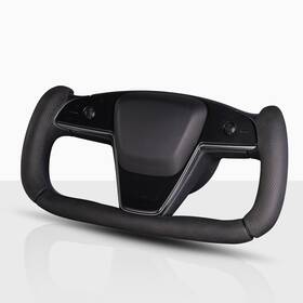 Tsyo-nak-c3bk Aotoyou Steering Wheel Cover For Tesla Yoke Car Black Nappa Leather
