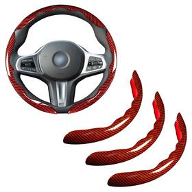 U-fgsc-c300re Aotoyou Car Steering Wheel Cover Set Bright Carbon Fiber Wrap 3 Pcs Red