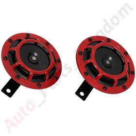 10881011 Apk Pair Disc Horns 12v 115db Red Compact 125mm For Car Motorcycle Boat Truck Yacht