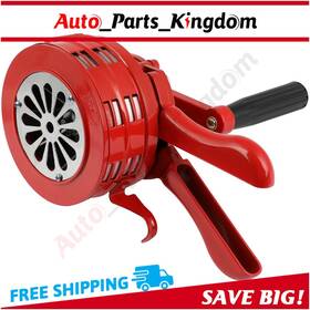 10881037 Apk 12v 115db Red Manual Operated Loudest Air Raid Alarm Siren Crank Hand Horn