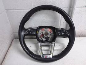 235.au1319 Audi 2019 Sq5 Black Leather Steering Wheel Oem Heated With Silver Accents