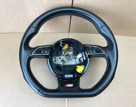 8v0419091j Audi 2015 2020 S3 Flat Bottom Steering Wheel Black Leather White Stitching Oem