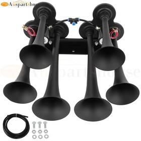 12415931 Auspartshouse For Ford Chevy Ram Toyota 6 Trumpet Train Air Horn Kit Electric Truck Pickup