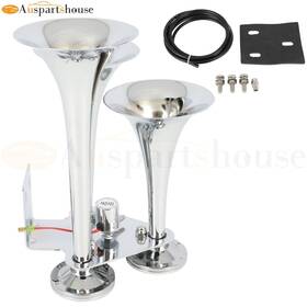 12415933 Auspartshouse 3 Trumpet Train Horn Kit For Truck Van Car Boat Electric Air High Pressure