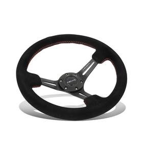 Rst-018s-rs Auto Dynasty Nrg Reinreplacement Forced 350mm 3 Inch Deep Dish Red Stitch Black Su