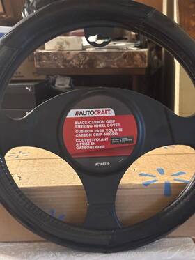 Autocraft 762164140533 Black Inch Carbon Grip Steering Wheel Cover. Fits 15.25 And Up