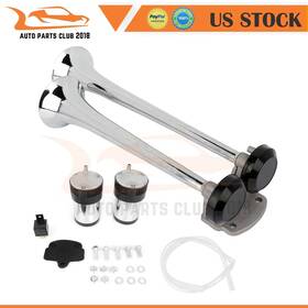 Autopartsclub2018 Ap10808401c Loud Chrome Dual Trumpet Train Horn Air Compressors Kit For Car Truck Boat