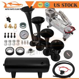 Autopartsclub2018 Ap16206101c 1.5g Tank 150psi Compressor Train Air Horn Kit 4 Trumpets For Truck Car Semi