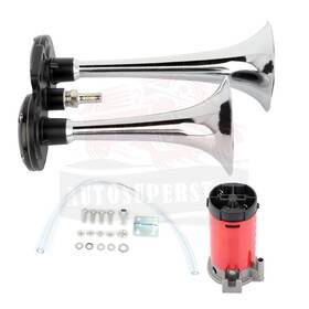 10411204 Autosuperstar 135db 12v Loud Air Horn Compressor Dual Trumpet Kit For Train Car Truck