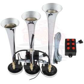 10422196 Autosuperstar Musical Loudest 3 Trumpet Train Air Horn 6 Tune With Wired Remote