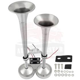 10422198 Autosuperstar Chrome Marine Grade 304 Dual Trumpets Electric Train Ship Boat Air Horn