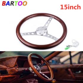 Stw015-a Bartoo 15 Inch /380mm Classic Mahogany Wood Grain Brown Trim Steering Wheel With Horn Button