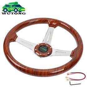 Stw1144 Bartoo 345mm Deep Dish Acrylic Hard Wood Color Drifting Racing Steering Wheel 6 Holes