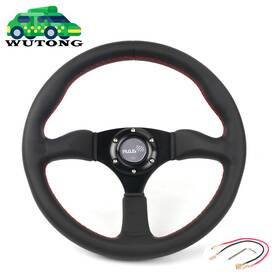 Stw152-bk Bartoo Black Edition 14inch Deep Dish Genuine Leather Sport Racing Steering Wheel 345mm