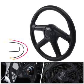 Stw080 Batu 14 Inch Universal 4 Spokes Pu Leather Flat Dish Racing Steering Wheel With Horn Button
