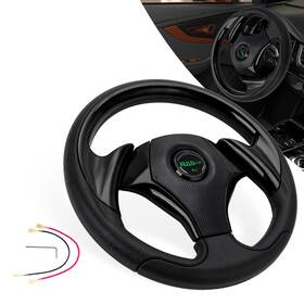 Stw085-bk Batu Black 320mm 12.5inch Pvc Drifting Racing Steering Wheel Universal Flat Dish Jdm