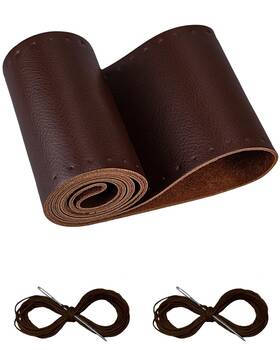 Belinous-sc01-lu-c22 Belinous Leather Steering Wheel Cover Lace Up Stitch On L5 Coffee
