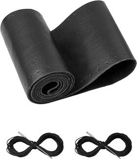 Belinous-sc01-mdddd-c8 Belinous Leather Steering Wheel Cover Lace Up Stitch On Wrap M0 Black