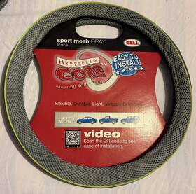 97147-9 Bell Steering Wheel Cover With Hyperflex Core 14.5-15.5 Inch Gray/ Lime Green