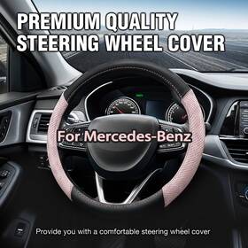 Fxp251225-175327617320 Bestautoparts-8 15 Inch Steering Wheel Cover Genuine Leather For Mercedes-benz Black&pink New