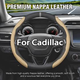 Fxpt-3jnpp-beige-80fz Bestautoparts-8 15 Inch Diameter New Nappa Leather Beige Car Steering Wheel Cover For Cadillac Usa