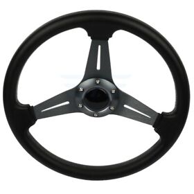 10254487 Black 350mm Universal Racing Steering Wheel And Quick Release Electric Horn