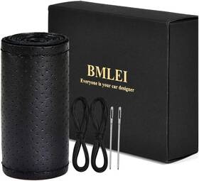 5864179571 Bmlei Top Genuine Leather Steering Wheel Cover With Anti-slip Design Black Thread