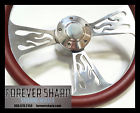 1096f-burg-f27-56p Boat - Burgundy Steering Wheel Billet Horn Wrap Aluminum