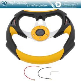 Bmp16505512it Brakemotorparts 320mm Battle Style Racing Steering Wheel Black And Yellow Silver Horn Button