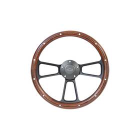 Strf8bw160-69 Brothers Trucks Custom Steering Wheels - Black / Wood Bowtie