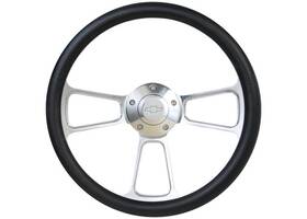 Strf8pb160-69 Brothers Trucks Custom Steering Wheels - Polished / Black Bowtie