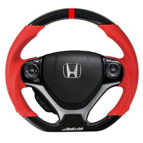 Bc08-rsswfb-rc Buddy Club Racing Sport Steering Wheel For 12-15 Civic - Time Attack Red Carbon Style